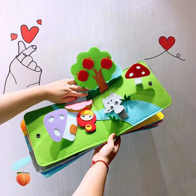 3D Montessori Baby Busy Board Felt Books Montessori Fine Motor Skills Activity Toys Quiet Cloth Books Preschool Teaching Aids