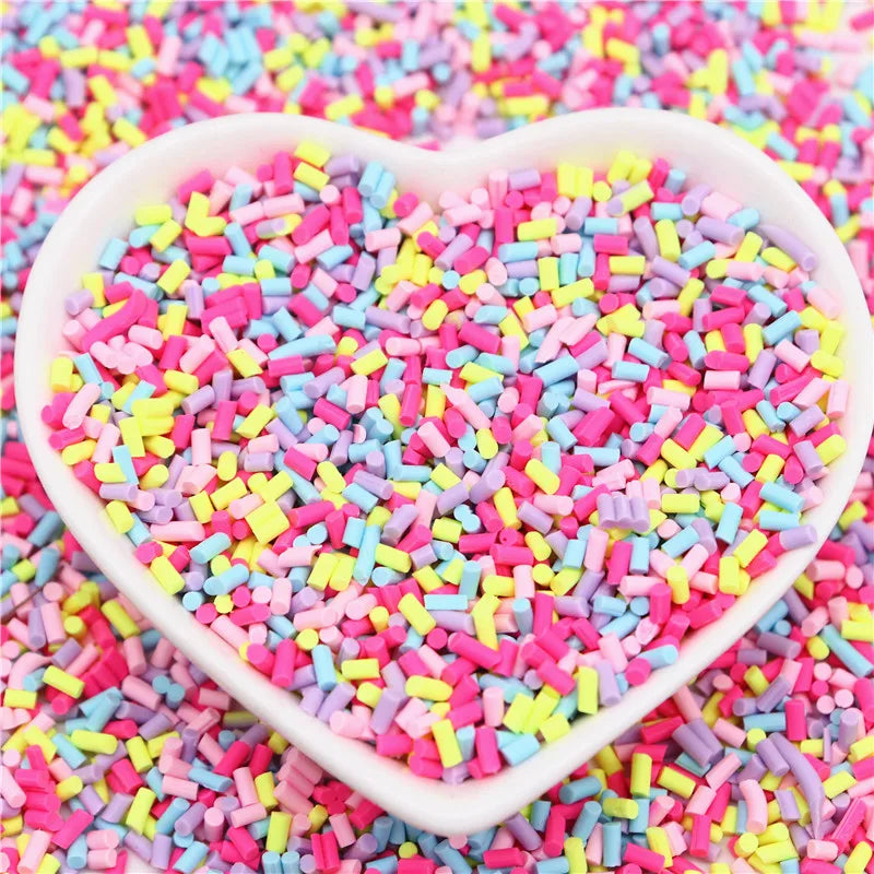 Candy Polymer Clay Slices 1mm Thin Sprinkles Long Cylindrical Hot Clay for Slime Supplies DIY Crafts Tiny Plastic Klei Accessory