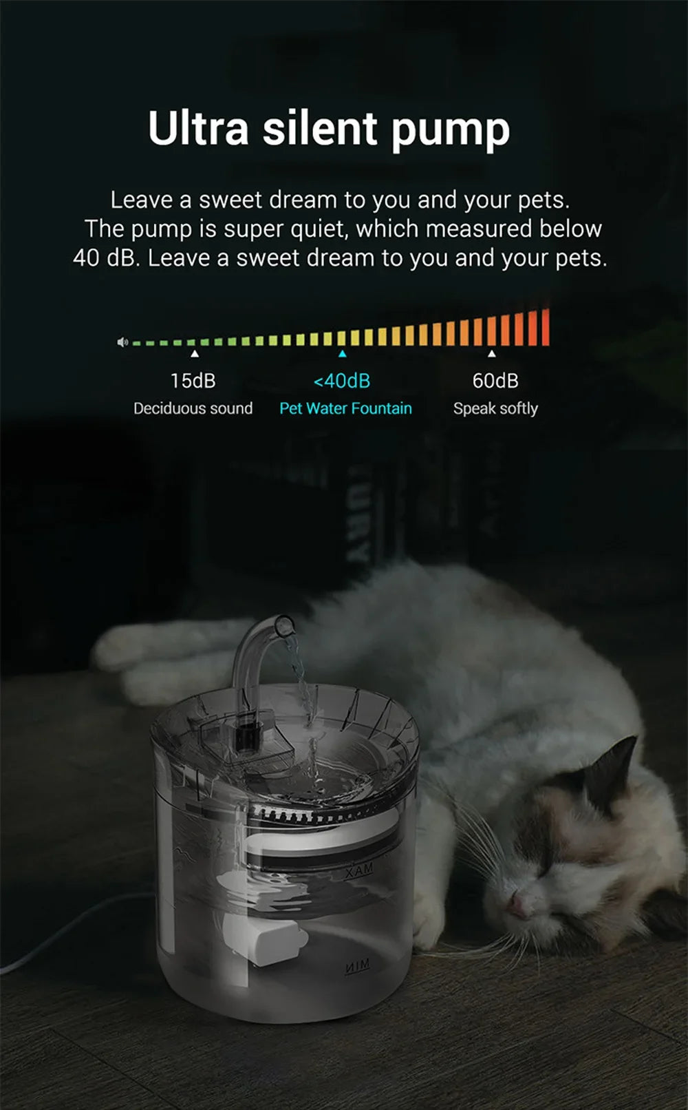 2L Pet Cat Dog Drinker Fountain Activated Filter USB Powered Automatic Pet Feeder Motion Sensor Bowl Pet Silent Drinking Bowl