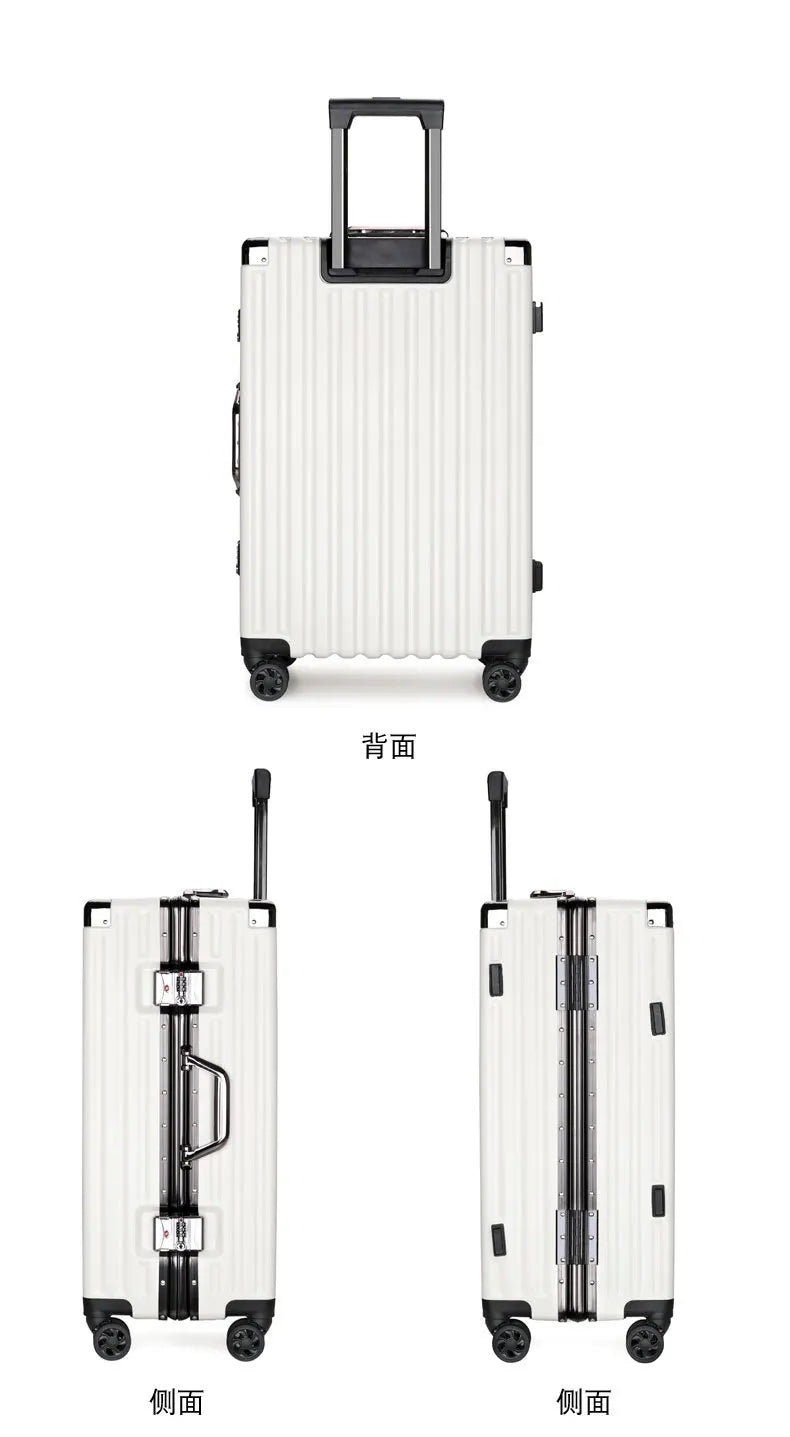 20inch 22inch 24inch 26inch Large Capacity Luggage Aluminum Frame Reinforced Anti-Collision Trolley Case Password Box Casual Suitcase Silent Wheel