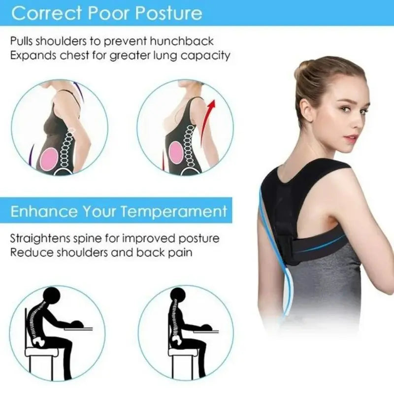 Back Posture Correction Belt Hunchback Corrector Adult Men and Women Sitting Posture Correction Belt Shoulder Straight Back