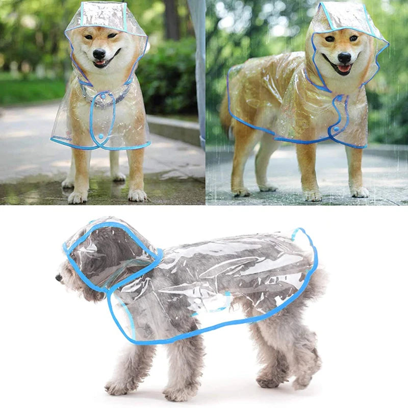 1PC Waterproof Dog Coat Rain Jacket Pet Clothes Puppy Raincoat Transparent Hoody Clothing for Dogs