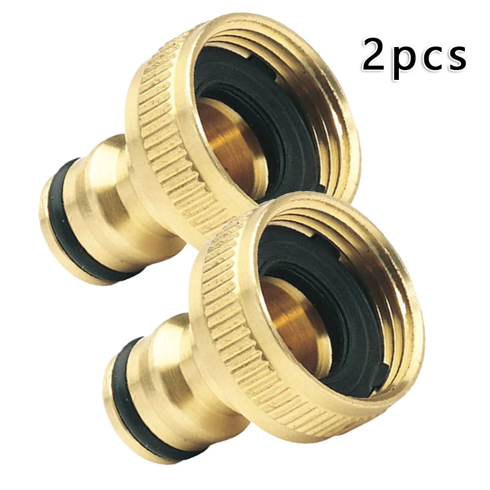 2Pcs 3/4" To 1/2" Thread Connector Faucet Hose Tap Water Adapter Quick Connector Water Pipe Fittings Home Replacement Accessory