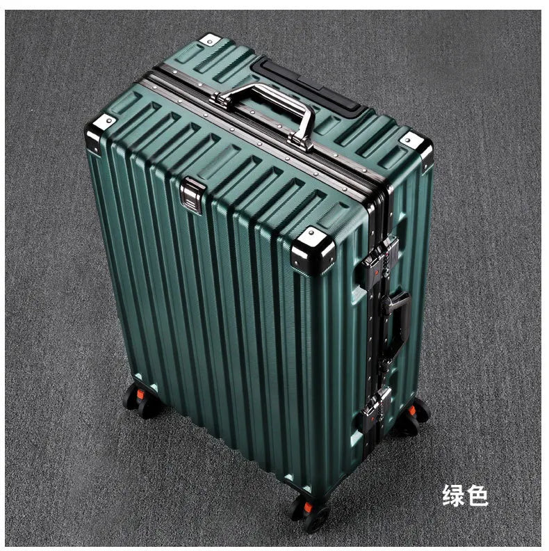 20inch 22inch 24inch 26inch Large Capacity Luggage Aluminum Frame Reinforced Anti-Collision Trolley Case Password Box Casual Suitcase Silent Wheel