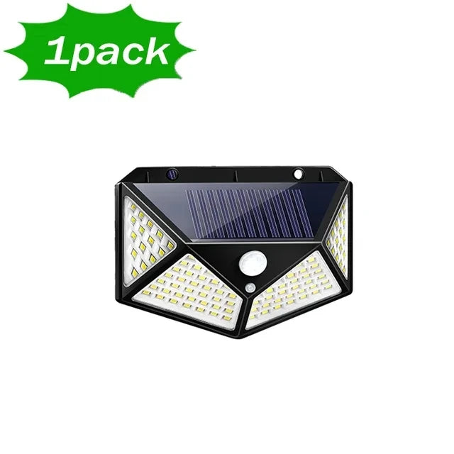 1/2/4/6/10PCS 100 LED Solar Wall Lamp 4 Sides Luminous With Motion Sensor Outdoor Garden Courtyard Waterproof Wall Light