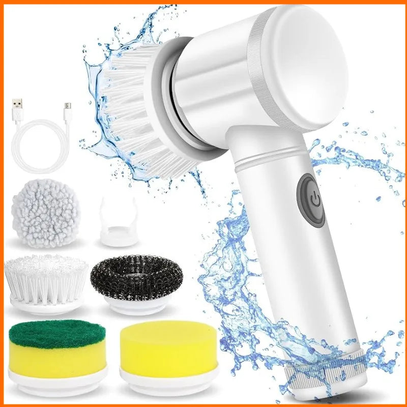 Coldless Electric Spin Scrubber,Bathroom Cleaning Brush Power Scrubber with 5 Replaceable Brush Heads, Electric Cleaning Brush