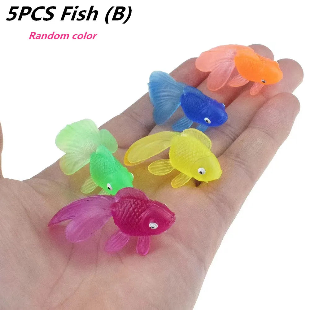 Children's 10Pcs/Set Kawaii Simulation Rubber Goldfish Baby Bath Water Play Games Toys for Kids Toddlers Bathing Shower Gifts