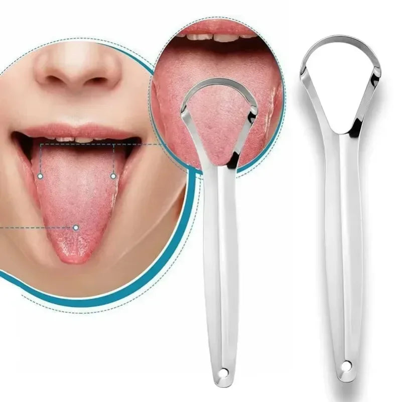 Clean Tongue Scraper Tongue Remover Halitosis Tongue Coating Oral Care Tongue Scraping Brush Stainless Steel Oral Cleaner Tools