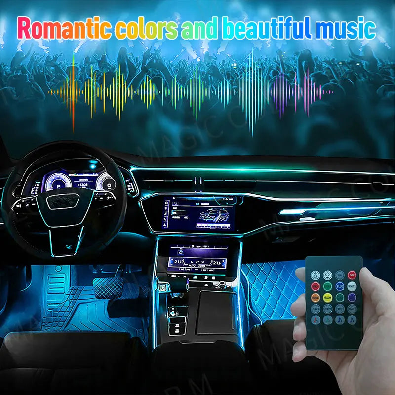 48/72 Led Car Foot Ambient Light RGB Automotive Interior Decorative Atmosphere Lamp Backlight Strip USB Wireless Remote Control