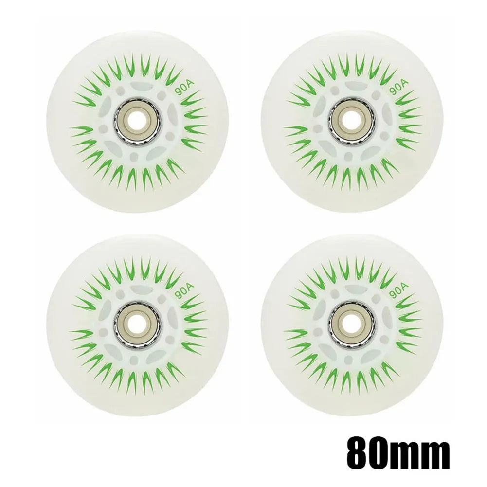 4PCS Flash Inline Skate Wheels 90A LED Lighting Skating Wheel Flash Wheels Sliding Roller Skating Shoes 80mm 76mm 72mm 68mm