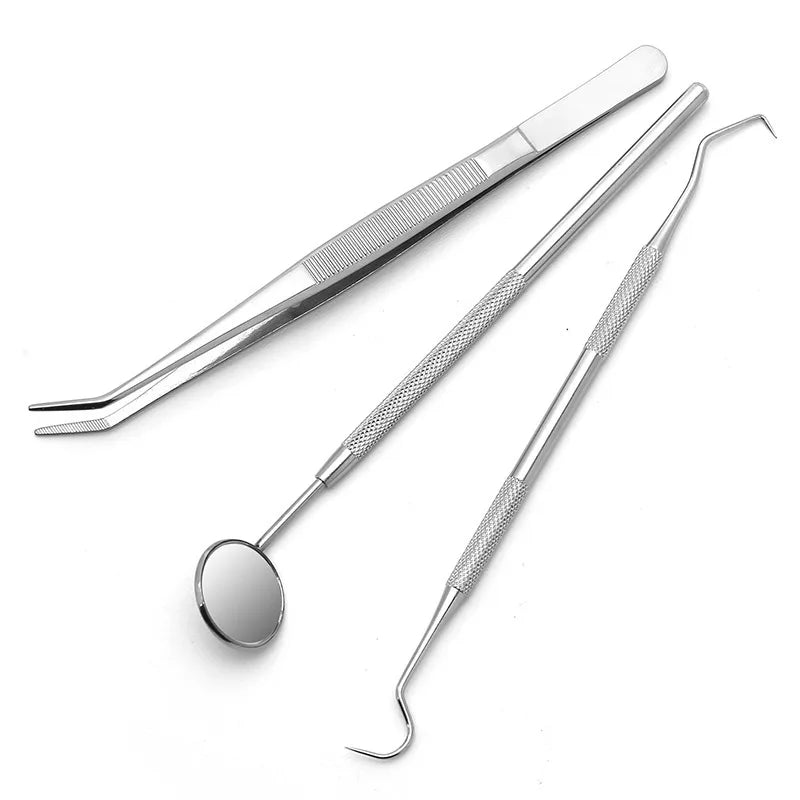 304 Stainless Steel 3pcs Dental Tools Kit with Dental Scraper Mirror Probe Dental Surgery Instruments