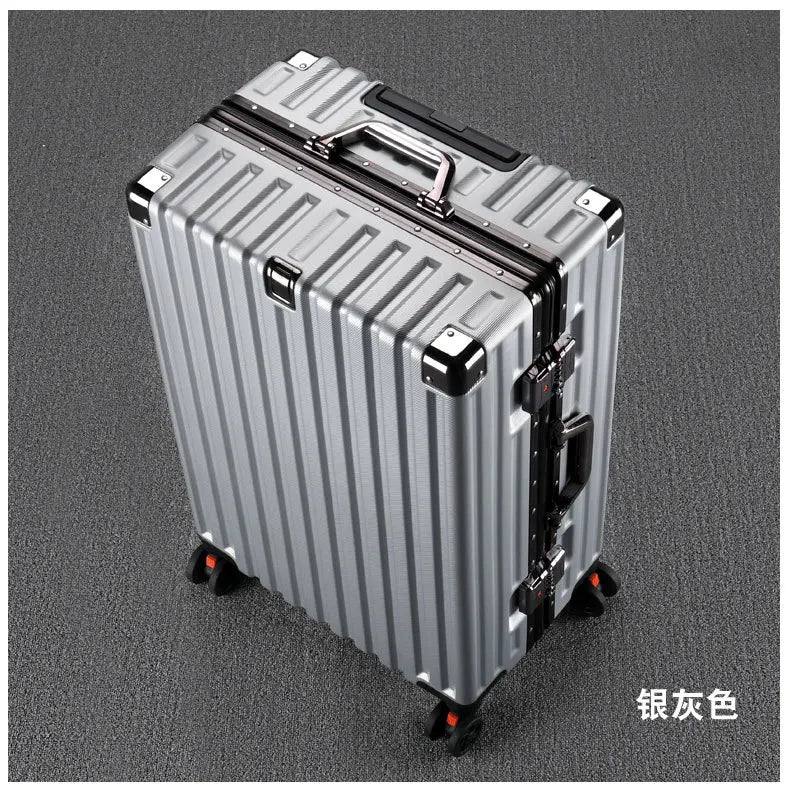 20inch 22inch 24inch 26inch Large Capacity Luggage Aluminum Frame Reinforced Anti-Collision Trolley Case Password Box Casual Suitcase Silent Wheel