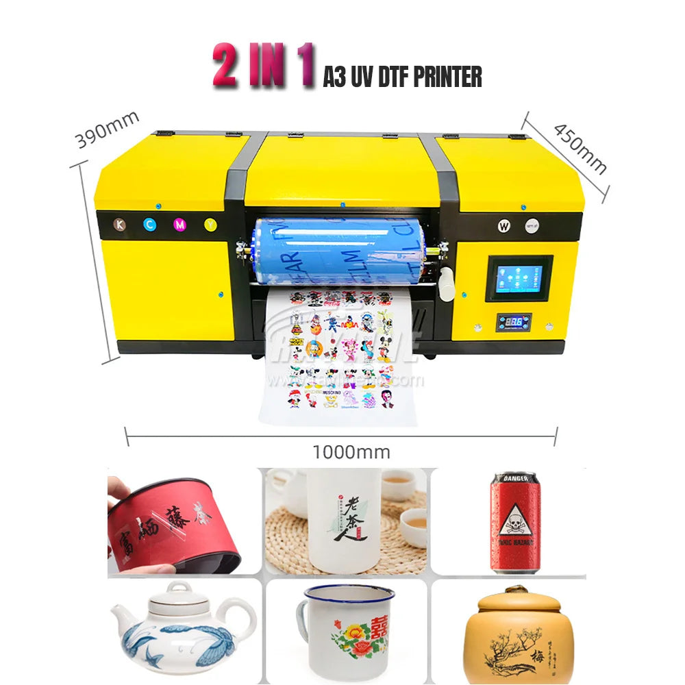 A3 Label UV DTF Printer 30cm Width Roll to Roll UV DTF Film Sticker Impresora Printing Machine sublimation AB Film Transfer