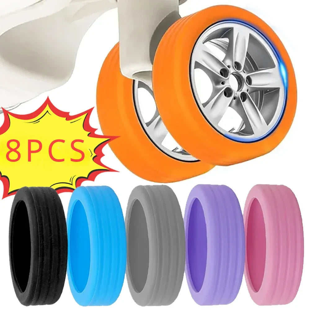 1-8PCS Silicone Wheels Protector For Luggage Reduce Noise Trolley Case Silent Caster Sleeve Travel Luggage Suitcase Accessories