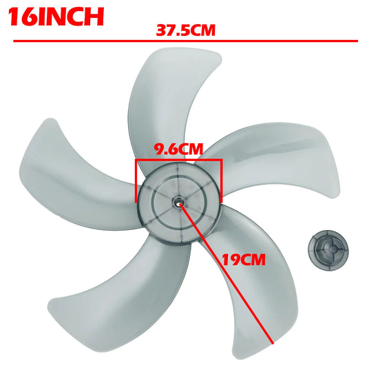 16 Inch Household Plastic Fan Blade Five Leaves With Nut Cover For Pedestal Transparent Table Stand Fanner General Accessories