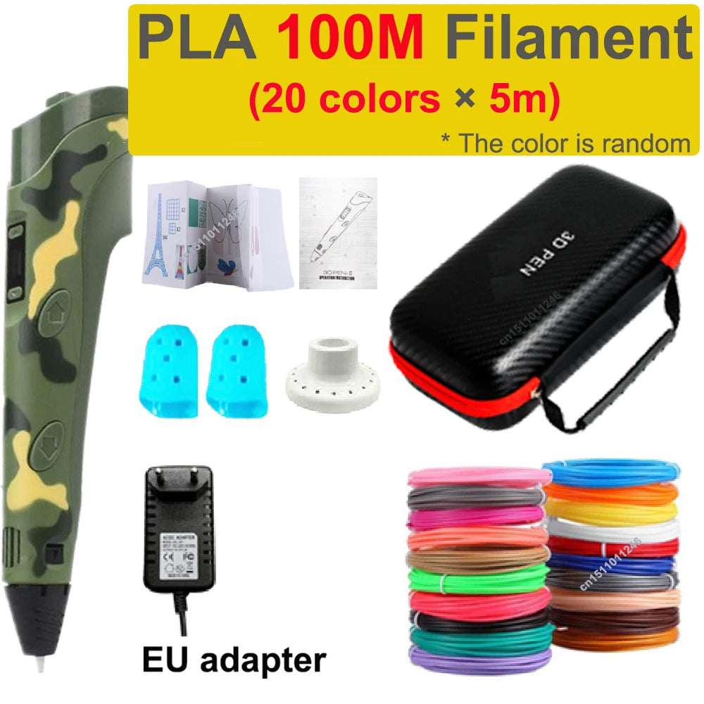 3D Printing Pen Children 3D Pen DIY Drawing Pens PLA Filament Birthday Christmas Boys Girls Gift For Kids With Travel Case