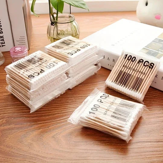 100/500/700/1000pcs Double Head Wood Cotton Swab Nose Ears Cleaning Women Makeup Tools Lipstik Cotton Buds Bastoncillos Oidos