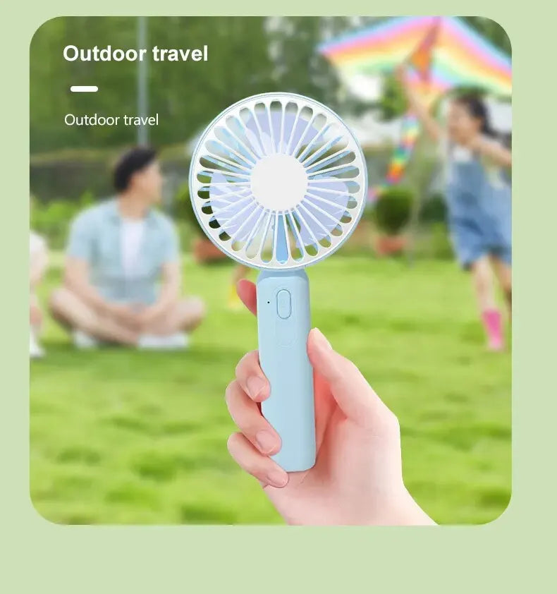 1pc New Portable Fan Office Desktop Multifunctional Folding Headed Small Electric Fan USB Mini Portable High Wind Pocket Fan