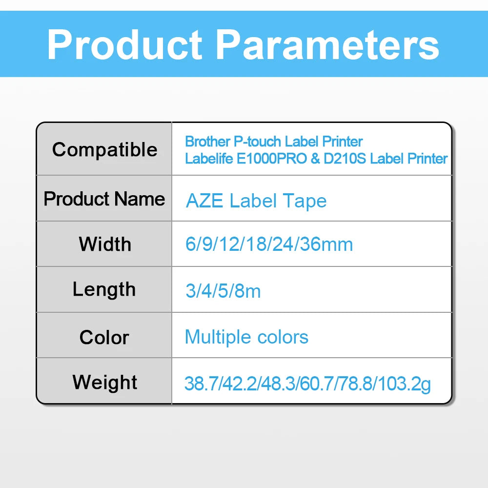 6/9/12mm Compatible for Brother Label Tape 12mm tze-231 Laminated Ribbon for P-touch Label Maker PTH110 PTP710bt PTD200 PTH100