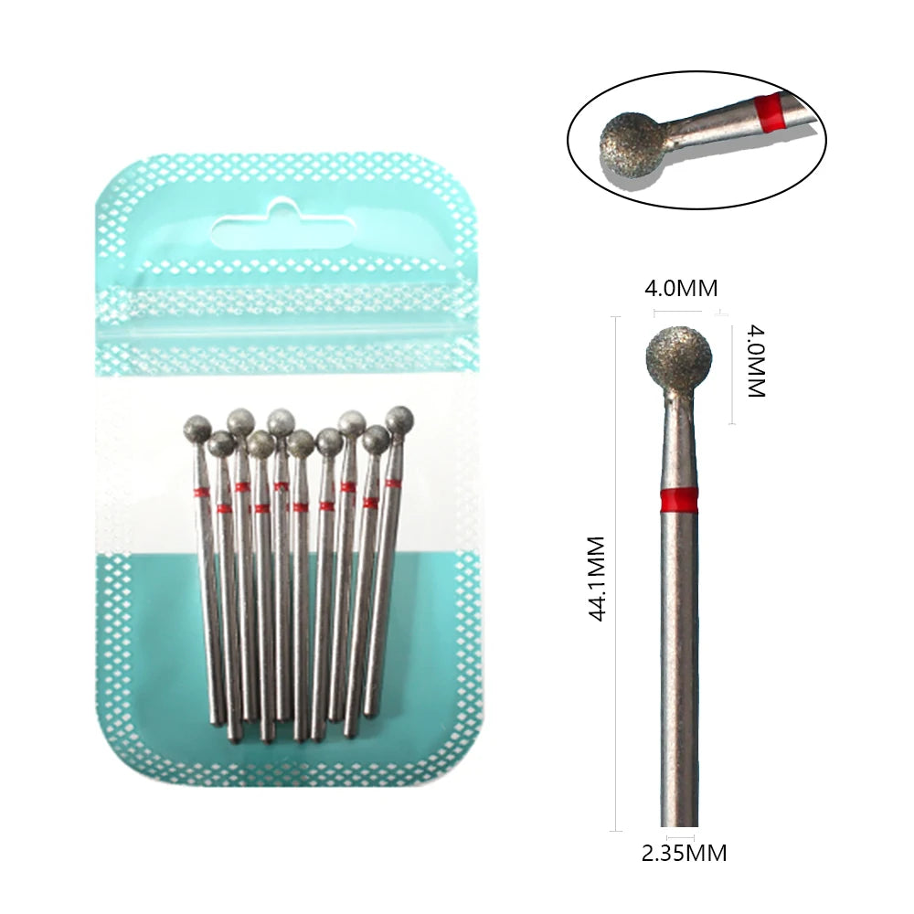 10pcs Diamond Milling Cutter Nail Drill Bits Set For Manicure Accessory Pedicure Eletric Machine Nail Bit Brush Burr Tools