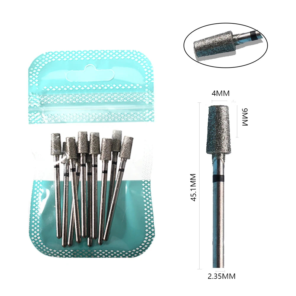 10pcs Diamond Milling Cutter Nail Drill Bits Set For Manicure Accessory Pedicure Eletric Machine Nail Bit Brush Burr Tools