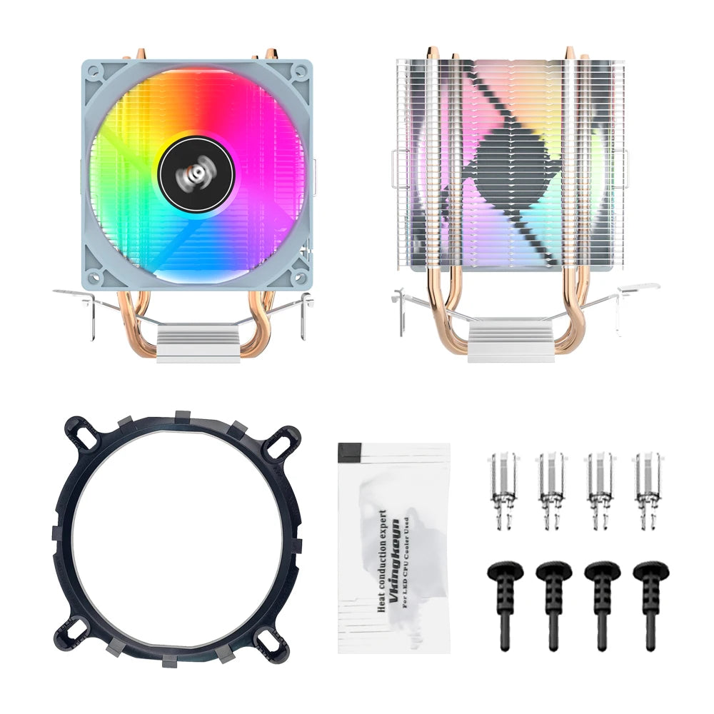 Aigo CPU Cooler 2 4 6 Heat Pipes PC Radiator Cooling 3PIN PWM Silent Rgb Fan For Intel  1700 1150 1155 1156 1366 AM2/AM3/AM4 AMD