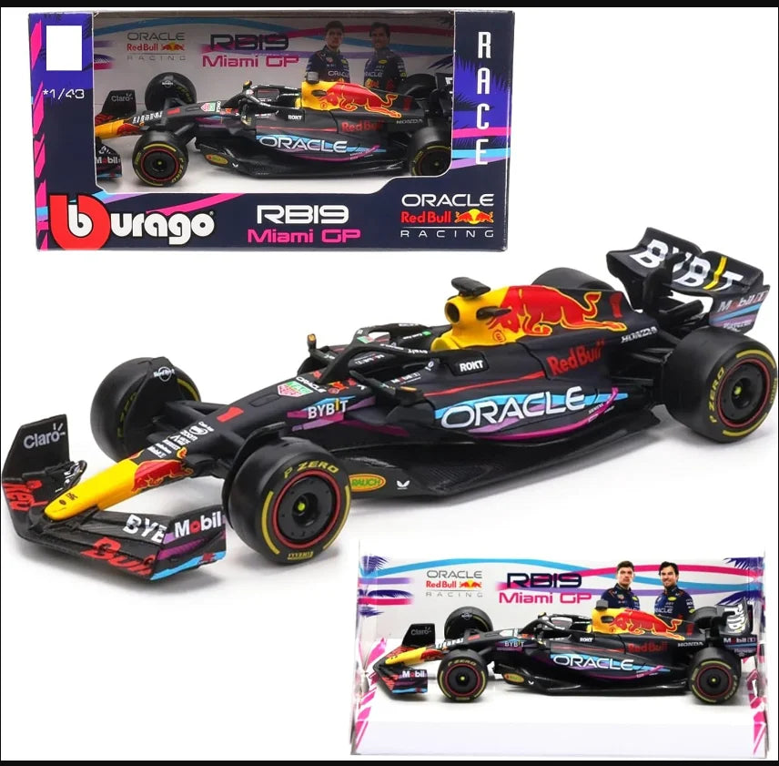 Bburago 1:43 Aston Martin AMR23 Mercedes W14 Red Bull RB19 Miami GP Ferrari SF23 Alpine A523 F1 Model Formula Car Static Racing