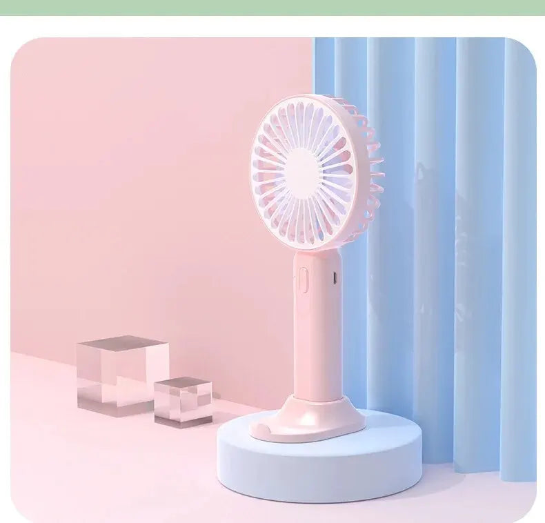 1pc New Portable Fan Office Desktop Multifunctional Folding Headed Small Electric Fan USB Mini Portable High Wind Pocket Fan