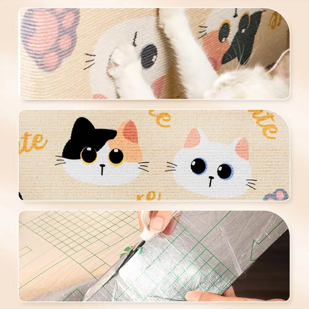 Cat Scratchers for Indoor Cats Cartoon Adhesive Scratching Pad Cute Scratching Board Wear-Resistant Scratching Mat for Grinding