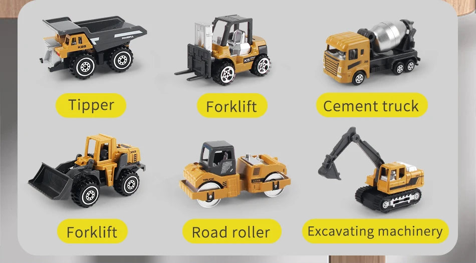 6pcs/set Alloy Engineering Truck Toy Car Classic Construction Model Vehicle Loader Tractor Excavator Toys for 3 years Boys Gifts