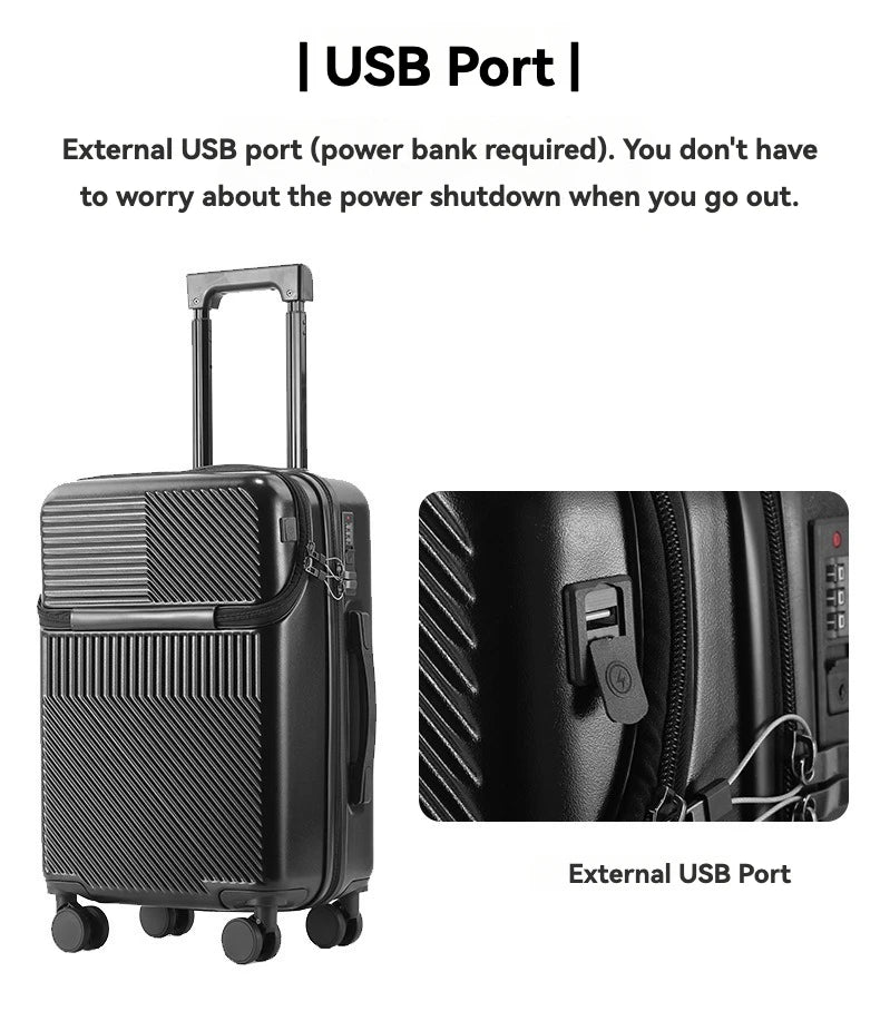 2024 New Durable  Large Capacity Luggage Sets Suitcase Front Open USB Charging Men Carry-On Travel 20/22/24/26