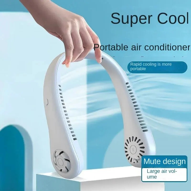 1PC Fan Long Endurance New Mini Neck Portable No Bladeless Hanging Neck Rechargeable Air Cooler 3 Speed Mini Summer Sport Fan