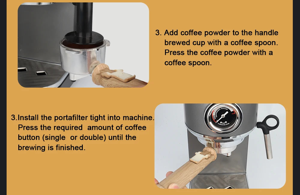 BioloMix 20 Bar Semi Automatic Coffee Machine, with Milk Steam Frother Wand,for Espresso,Cappuccino,Latte and Mocha