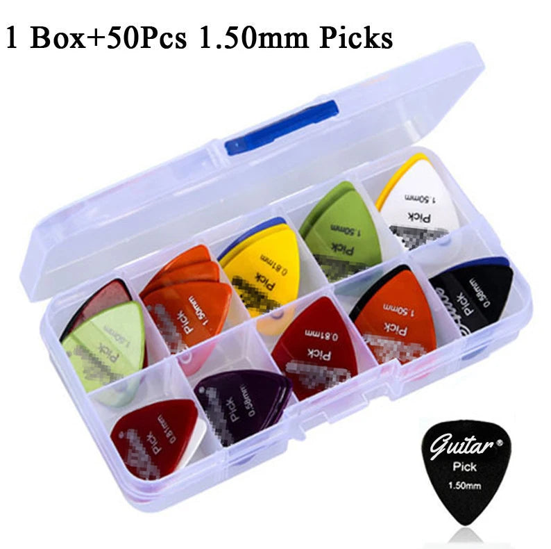 50Pcs/Set Electric Guitar Pick Acoustic Music Picks Plectrum 0.58/0.71/0.81/0.96/1.20/1.50mm Thickness Guitar Accessories GYH