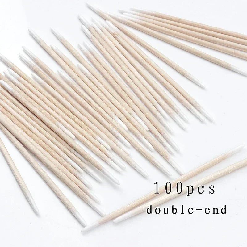 100/300pcs Double Head Cotton Swab Women Makeup Cotton Buds Tip For Medical Wood Sticks Nose Ears Cleaning Health Care Tools