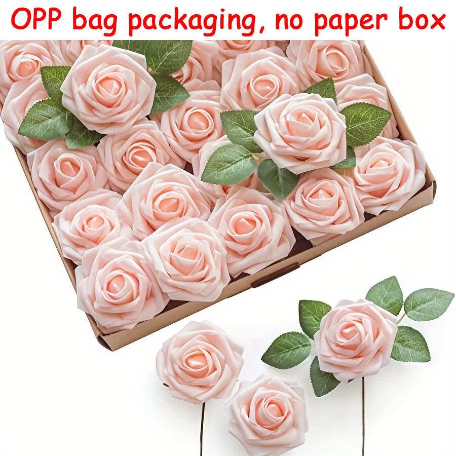 25pcs Artificial Flowers, Fake Flowers Roses W/stem For DIY Wedding Bouquets Centerpieces Arrangements Party Home Decorations