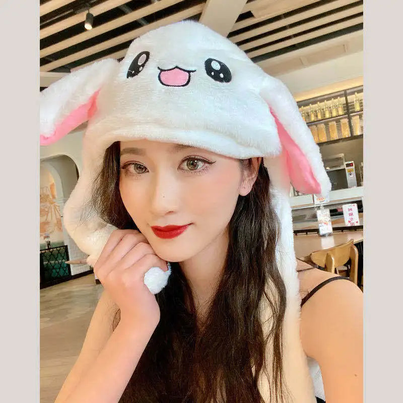 Bunny Ear Move Glowing Hat Pikachu Anime Rabbit Led Light Jumping Funny Plush Ear Moving Cartoon Hat for Kids Cosplay Party Cap