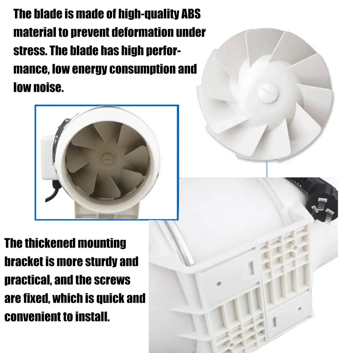 220V 4 Inch Low Noise Inline Duct Hydroponic Air Blower Fan Exhaust Fan for Home Bathroom Ventilation Grow Room