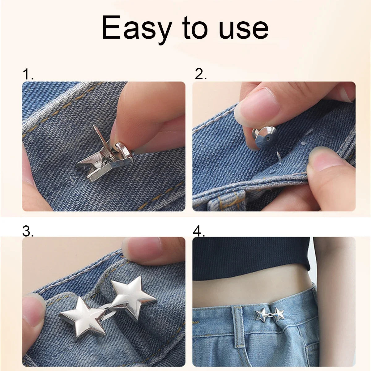 1Pcs Adjustable Clips for Pants Fastener Pants Pin Retractable Button Loose Button for Waist for Jeans Perfect Fit Reduce Waist