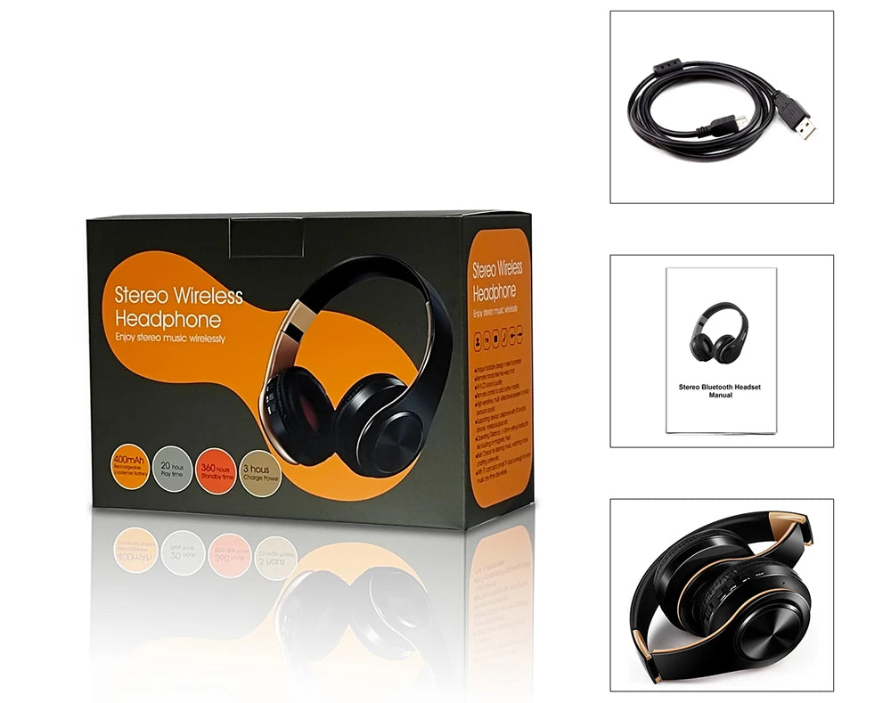 2024 Colorfuls Music Earphones Wireless Stereo Headphones Bluetooth Headset with Mic Support TF Card Phone Calls