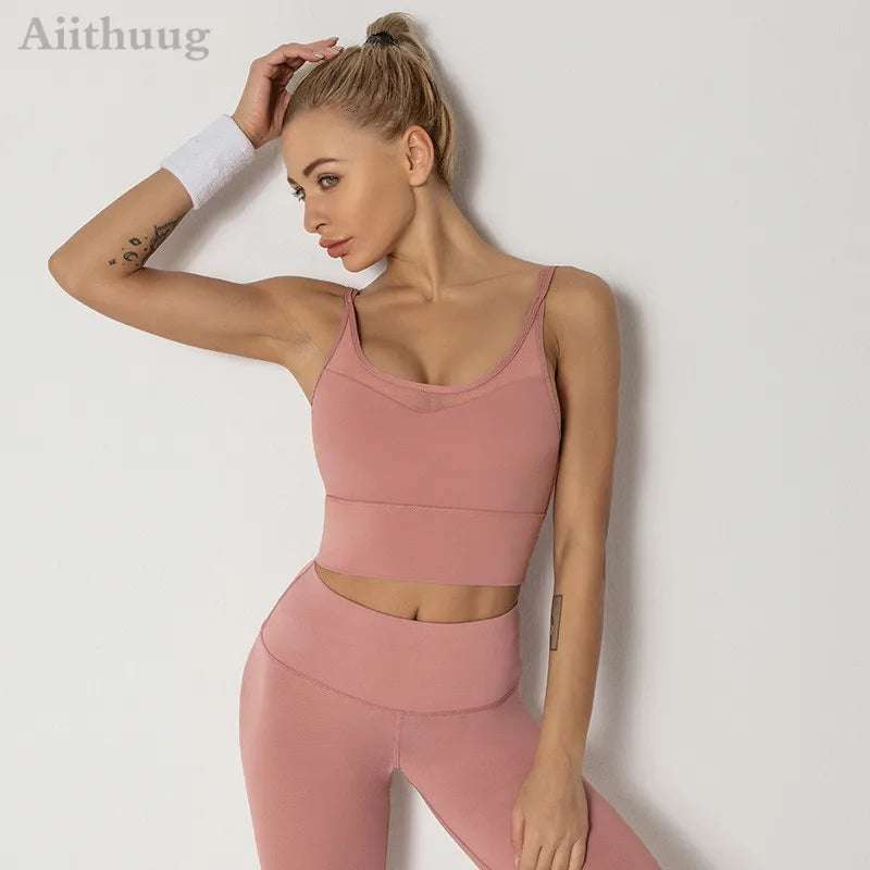 Aiithuug Yoga Bras Fitness Shirts Running Tops Sports Bras Gym Workout Crop Top Yoga Crop Tops Fitness Tank Top Running Bra