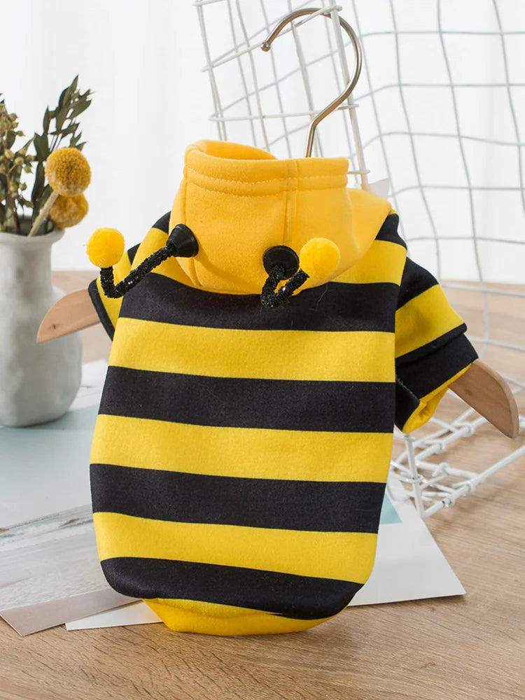 Bee Designer Dog Cat Cosplay Costume Funny Outfit Pet Hoodies Christmas Sweater Warm Coat for Small Dogs Cute Puppy Clothes