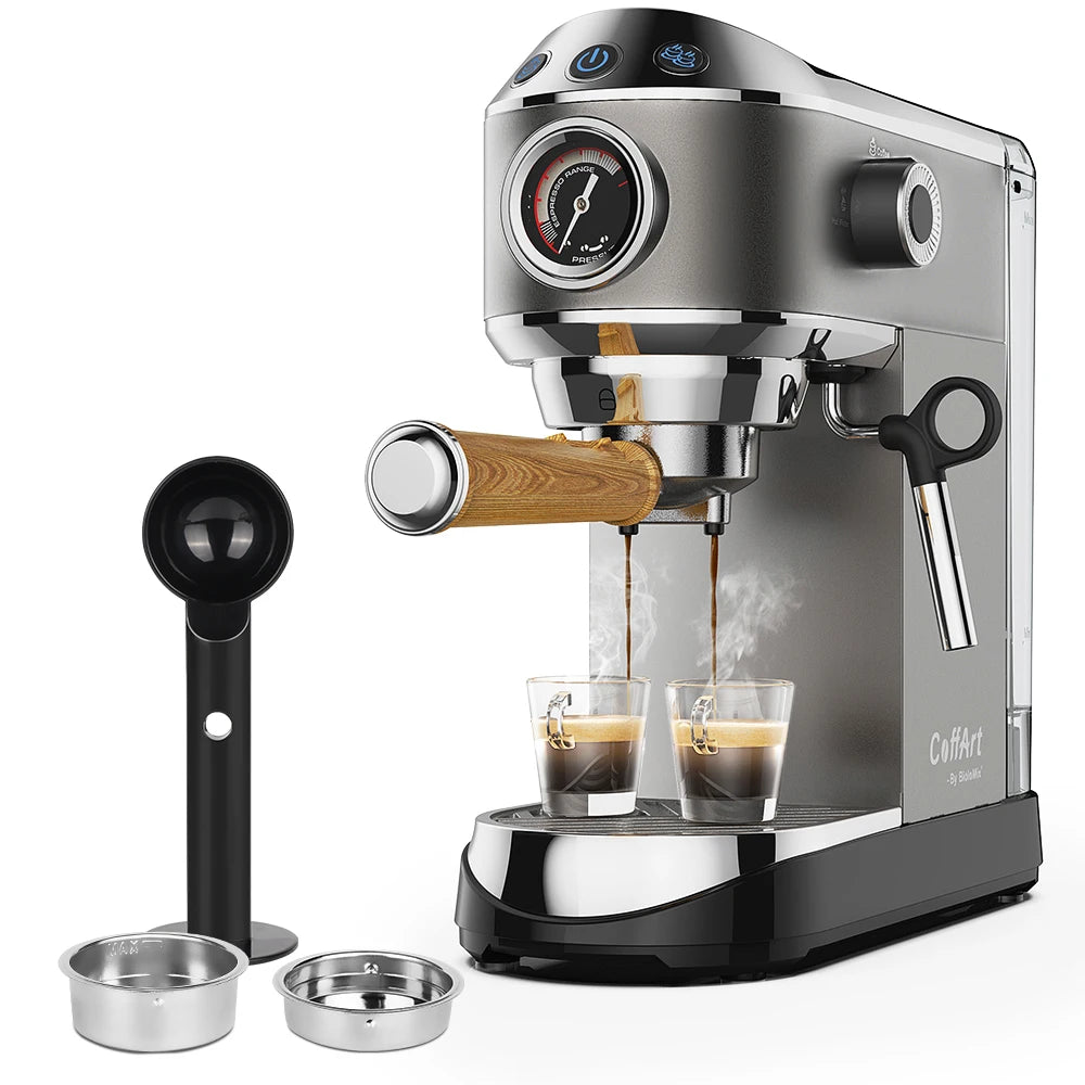 BioloMix 20 Bar Semi Automatic Coffee Machine, with Milk Steam Frother Wand,for Espresso,Cappuccino,Latte and Mocha