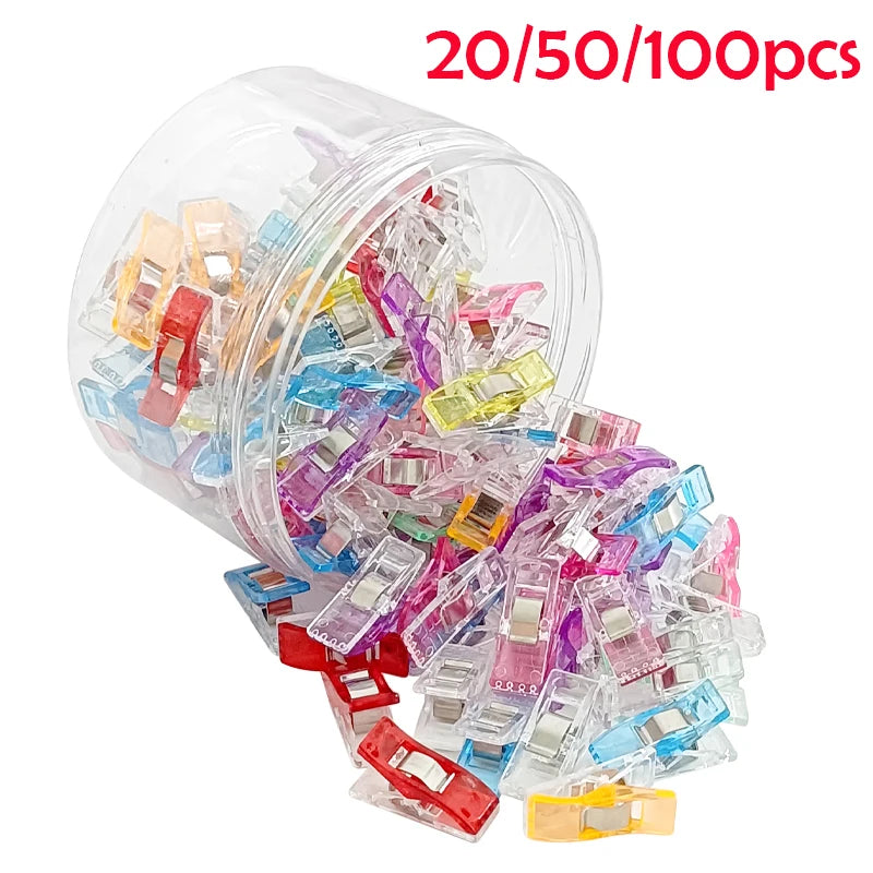 20/50/100PCs Sewing Clips Plastic DIY Crafting Crocheting Knitting Clothing Clips  Assorted Colors Craft Securing Quilting Clip