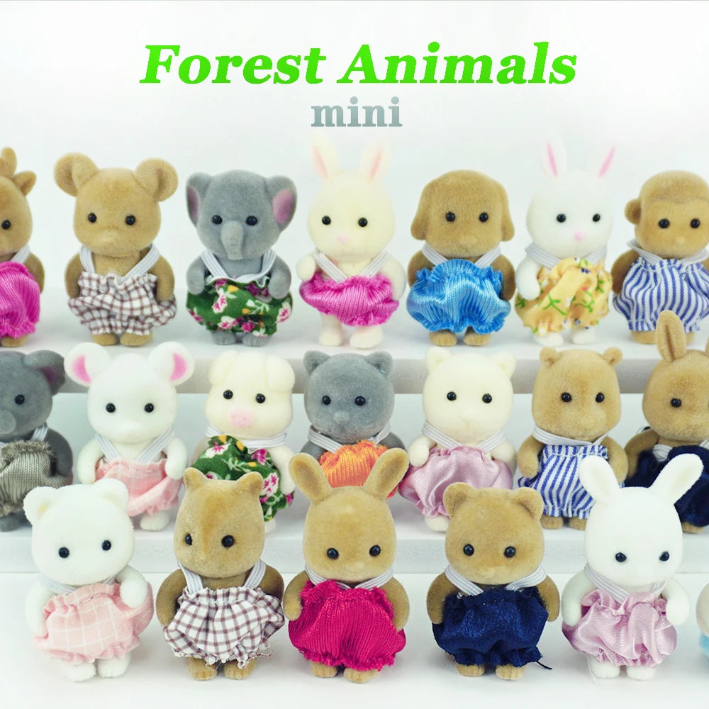 1:12 Simulation Forest Animal Family Rabbit Panda Koala Reindeer Baby Dollhouse Figures Collectible Toy Furniture Set Gifr