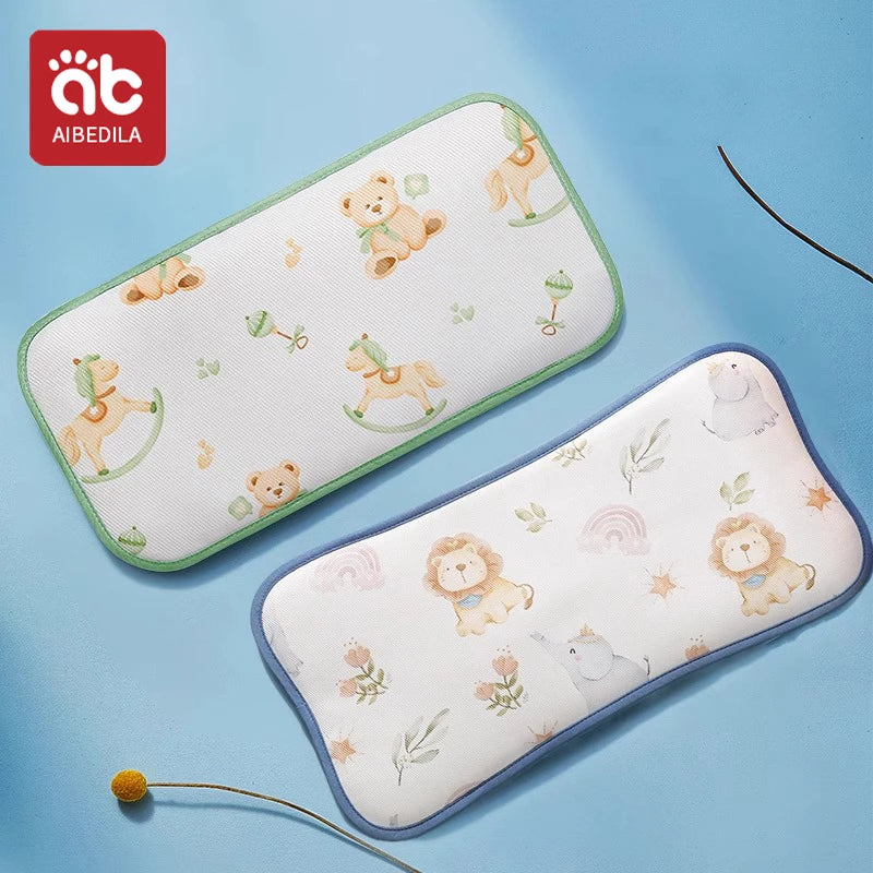 AIBEDILA 1/2pcs Baby Pillow Ice Silk Newborn Head Protection Pillow Breathable Infant Boys Girls Baby Sleeping Pillows