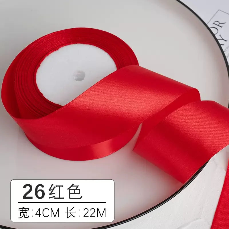 25yards/roll 4cm Satin Ribbon for Gift Wrapping Bows Making Floral Bouquets DIY Wreaths Sewing Projects Wedding Party Decor