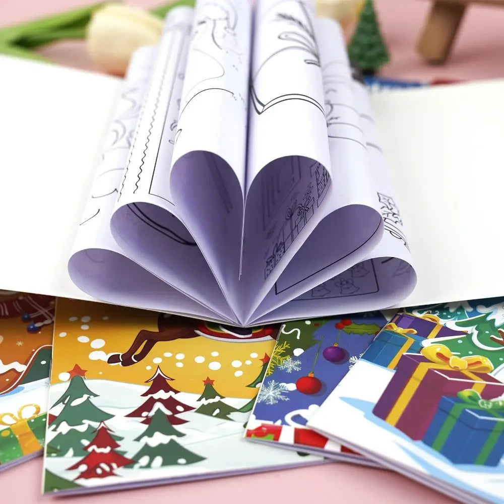 8PCS High Quality Christmas Theme Coloring Book Educational Montessori Gift Doodles Book Drawing Games Toys For Children