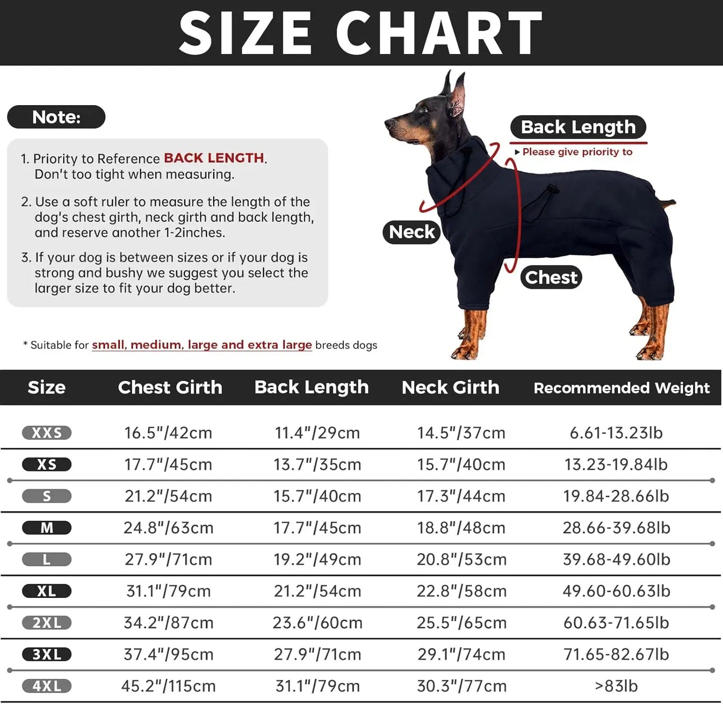 ATUBAN Dog Winter Coat Soft Fleece Pullover Pajamas, Pet Windproof Warm Cold Weather Jacket Vest Cozy Jumpsuit Apparel Clothes