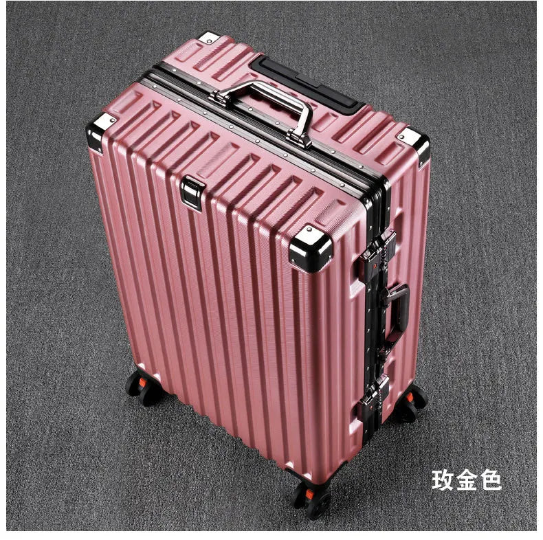 20inch 22inch 24inch 26inch Large Capacity Luggage Aluminum Frame Reinforced Anti-Collision Trolley Case Password Box Casual Suitcase Silent Wheel